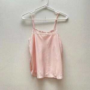 Vintage - Pastel  Baby Pink Lace Trimmed Floral Tank